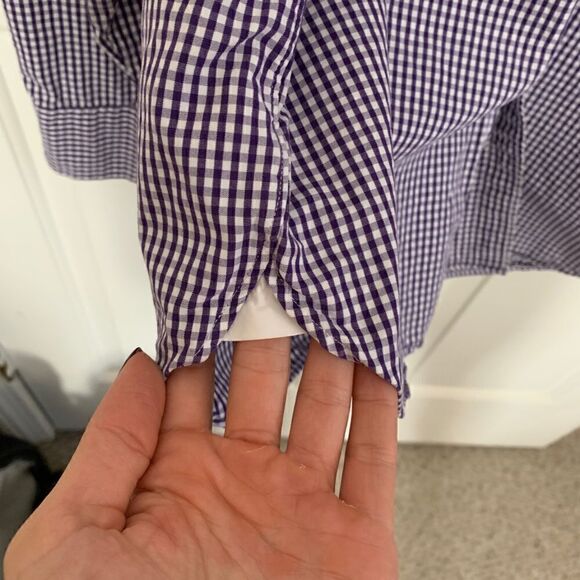 Men’s purple plaid Button Down - Picture 4 of 5